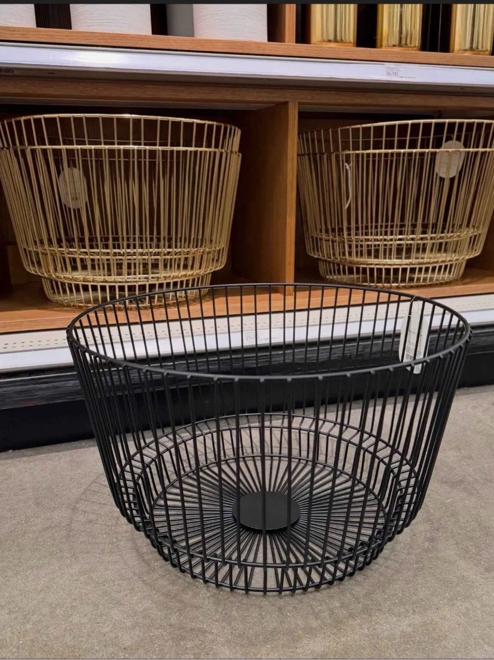 Threshold Metal Round Wire Storage Basket with Black Iron Finish- 18”x11”